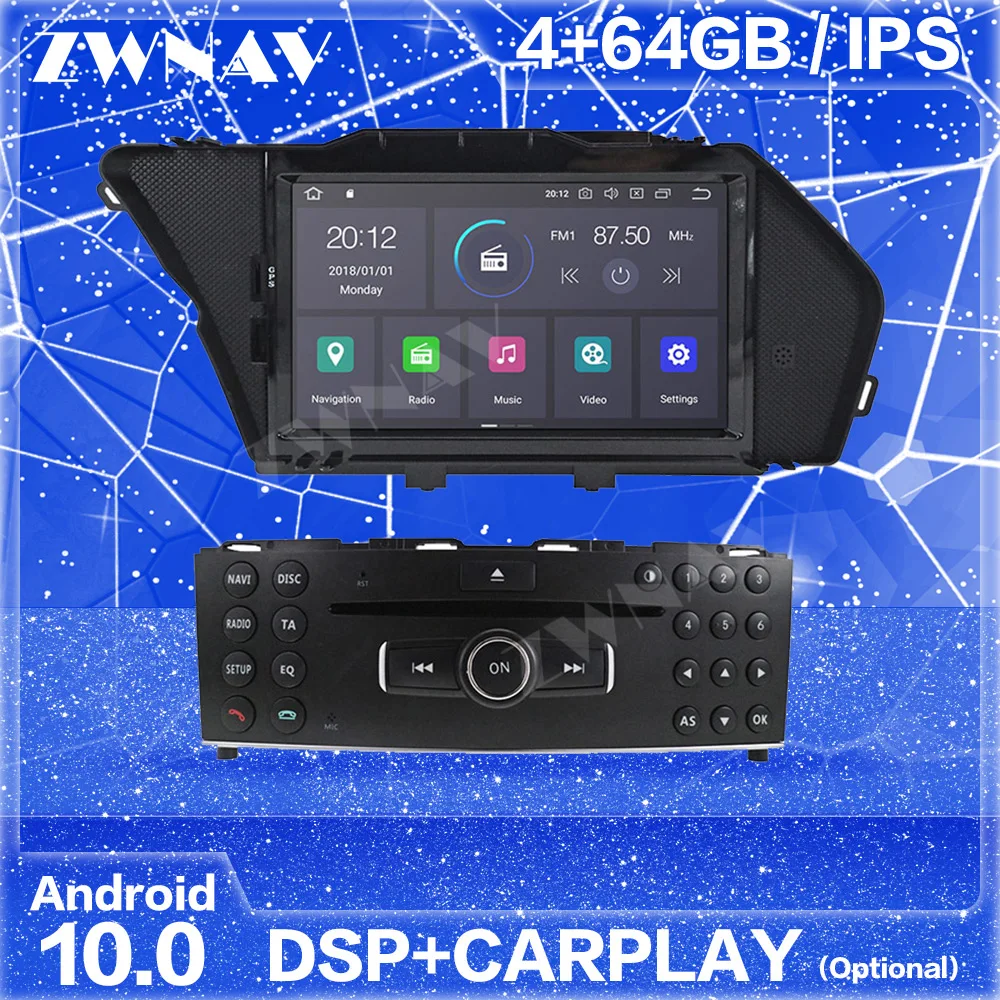 Carplay IPS 2 Din Android 10 Screen For Mercedes Benz GLK X204 GLK300 GLK350 Auto Audio Radio Stereo Multimedia Player Head Unit