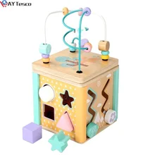 Jouets éducatifs Montessori en bois pour bébé, horloge en forme de labyrinthe de perles, dessin animé, cadeau pour enfant