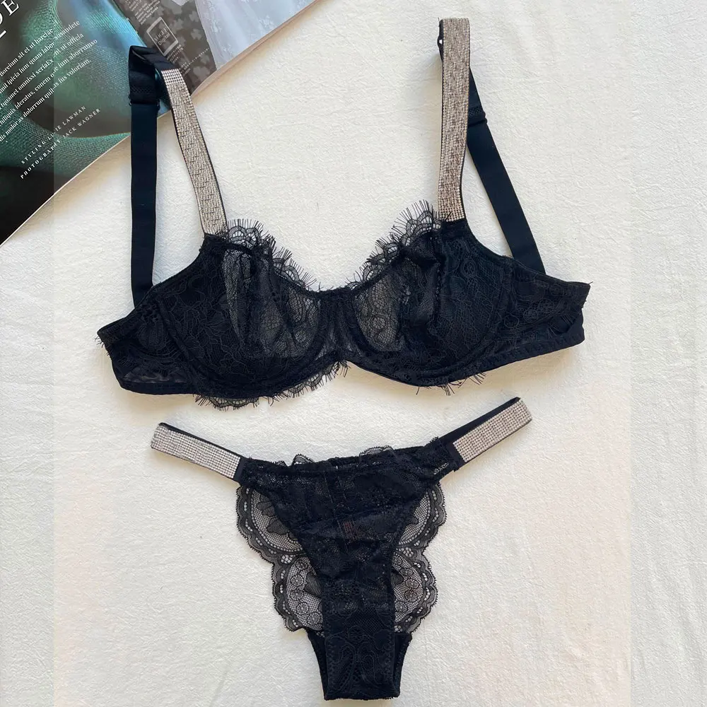 Luxury Rhinestone Underwear Women Diamond Bralette Brand Design Plus Size Strap Breathable Bras Sexy Push Up Comfortab Lingerie | Женская