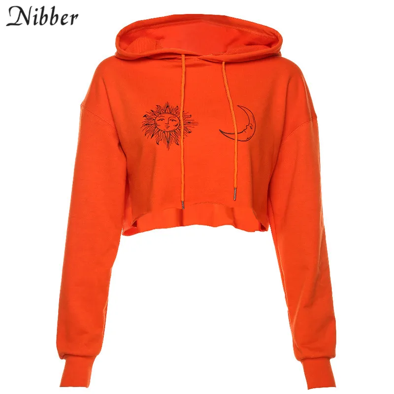 Nibber/модные топы с принтом, базовая Толстовка для женщин, осень, эластичный тонкий мягкий Активный пуловер, короткое пальто, mujer, спортивная одежда для отдыха - Цвет: Оранжевый