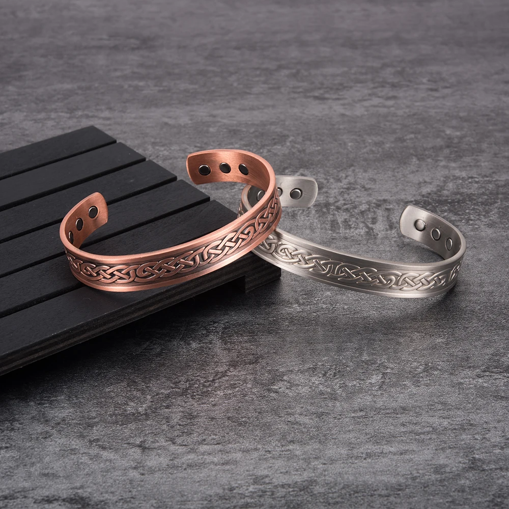Meathly Pure Copper Bracelet Men Magnetic Vintage Adjustable High Magnet Open Cuff Bangles Health Energy Jewelry for Male Women_voghion.com
