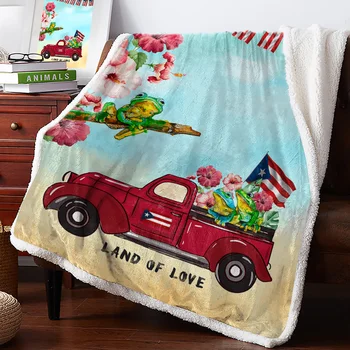 

Truck Puerto Rico Flag Flower Frog Throw Blanket Bedspread Coverlet Soft Warm Fleece Blanket Christmas Decor Blankets for Beds