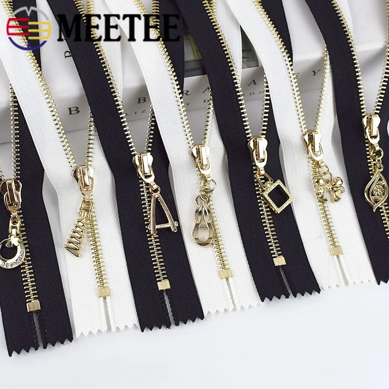 Meetee 5/10 шт. 20 см 5 # металлическая закрывающаяся молния с золотыми зубьями