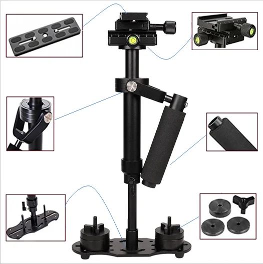 Preise S40 Handheld Aluminium Legierung Video Stabilisator Halterung für Telefon DSLR DV AEE DSLR Video Kamera Schießen Schütteln Und Schock Halterung