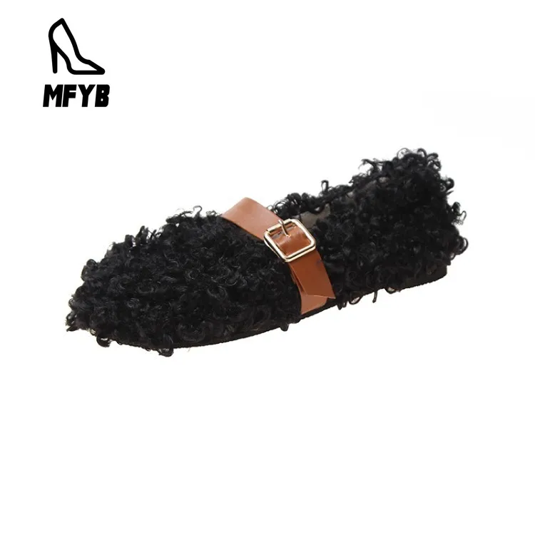 

MFYB Women's flat shoes 2019 autumn new comfortable round head lazy shoes comfortable flat bottom shallow mouth fur casual shoes