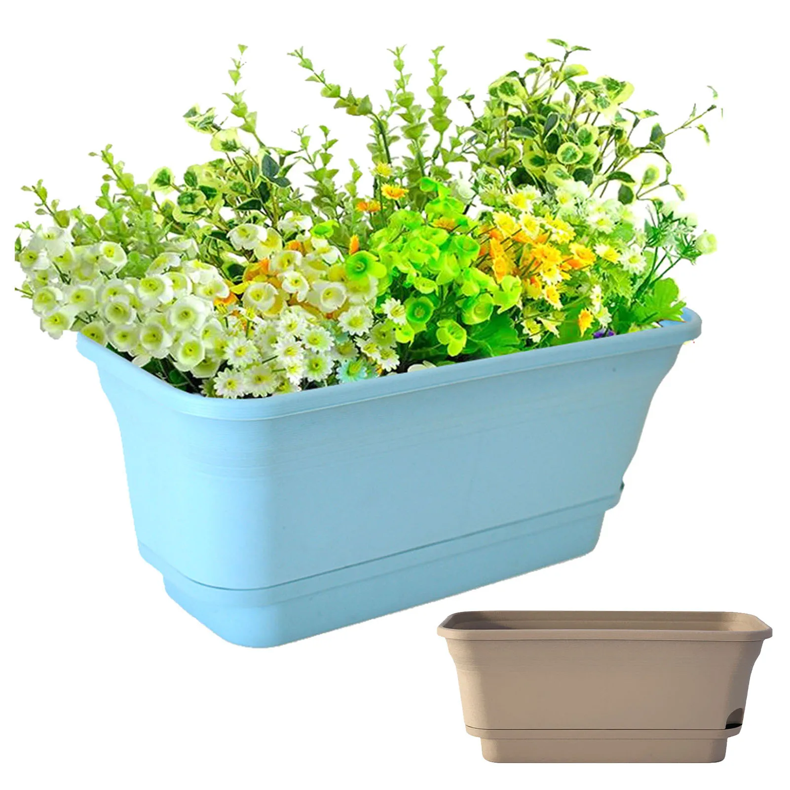 5x Plastic Flower Pot Square Balcony Nursery Bonsai Succulent Planter Bowl Basin 