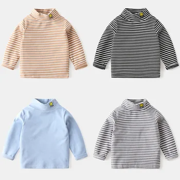 

Toddler Boys Clothes Long Sleeve Shirt girl tops Kids Turtleneck Solid Color Underwear Stripe Warm tops for girls 2020 Fashion