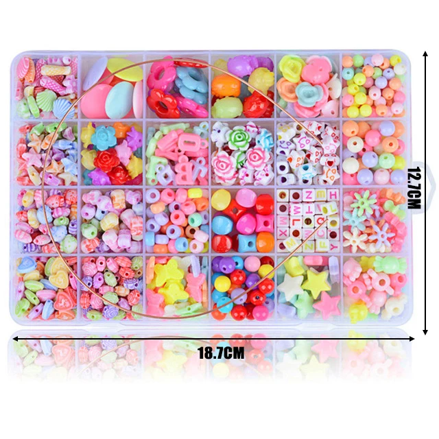 Girl Jewelry Making Handmade Beaded 24 Lattice Beauty Fashion Diy Beads Accessory Set Bracelet Necklace Making For Girls Gifts - Color: CZ-24-HS01