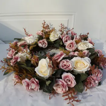 

Wedding Party Home Decoration Artificial Rose Flower Wreath Round Garland Ring Warm Romantic Party Decoration gGarland