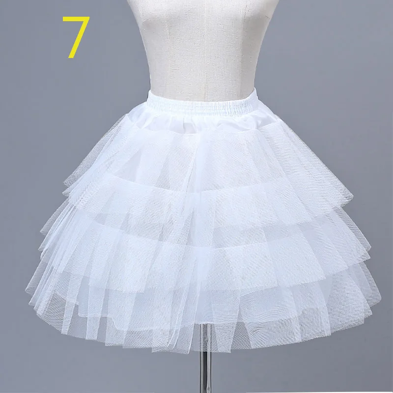 E JUE SHUNG Свадебная Нижняя юбка кринолин короткое платье маскарадная юбочка маленькая ярусная юбка для девочек - Цвет: NO.7 Short petticoat