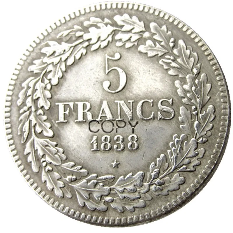 Belgium 1838 leopold Premier Roi Des Belges 5 Francs Copy Coins | Дом и сад