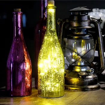 

1/2m New Solar-powered Wine Bottle Cork-shaped String Starry Light 10 LED Night Fairy Light Lamp For Party Halloween Decoration