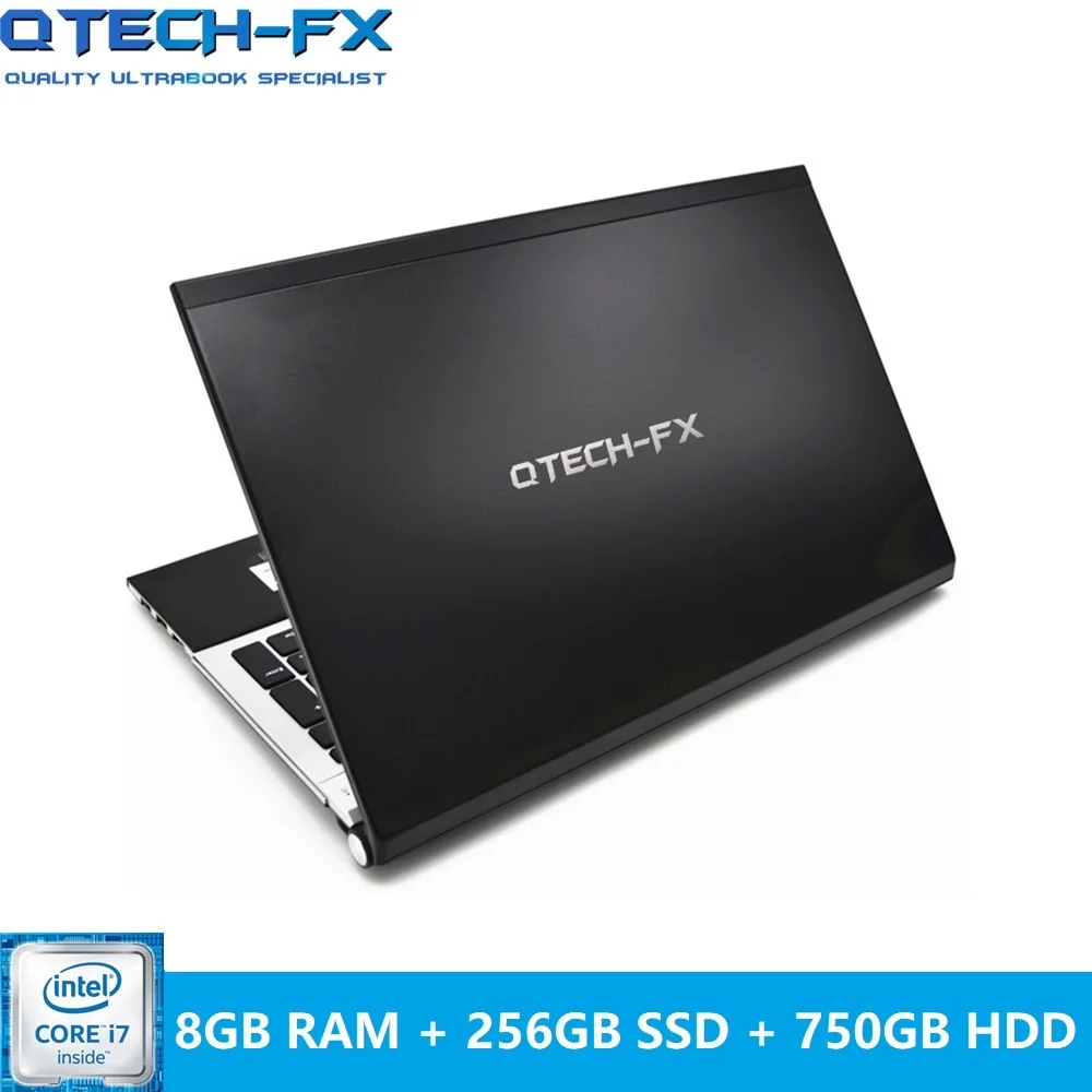 Игровой ноутбук i7 15," 8 ГБ ОЗУ SSD 256 ГБ/128/64+ 750 Гб HDD DVD быстрый процессор металлический бизнес арабский AZERTY Испанский Русский Клавиатура - Цвет: Black-8-256-750
