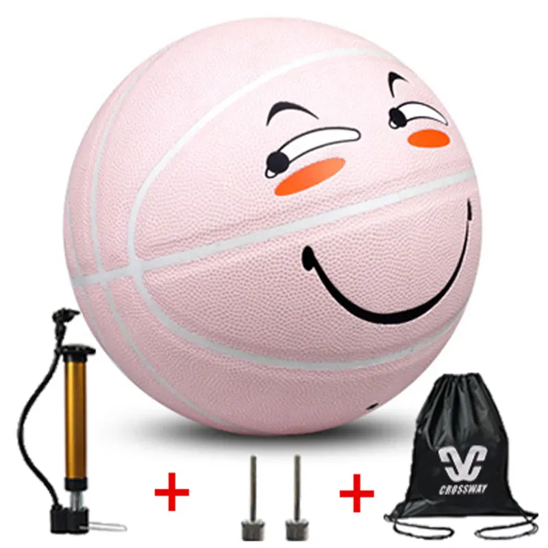 Баскетбольный мяч со смайликом, спортивные товары, баскетбол, предназначенный для тренировок, развлечений, бесплатный воздушный насос+ Воздушная игла+ сумка - Цвет: basketball-6