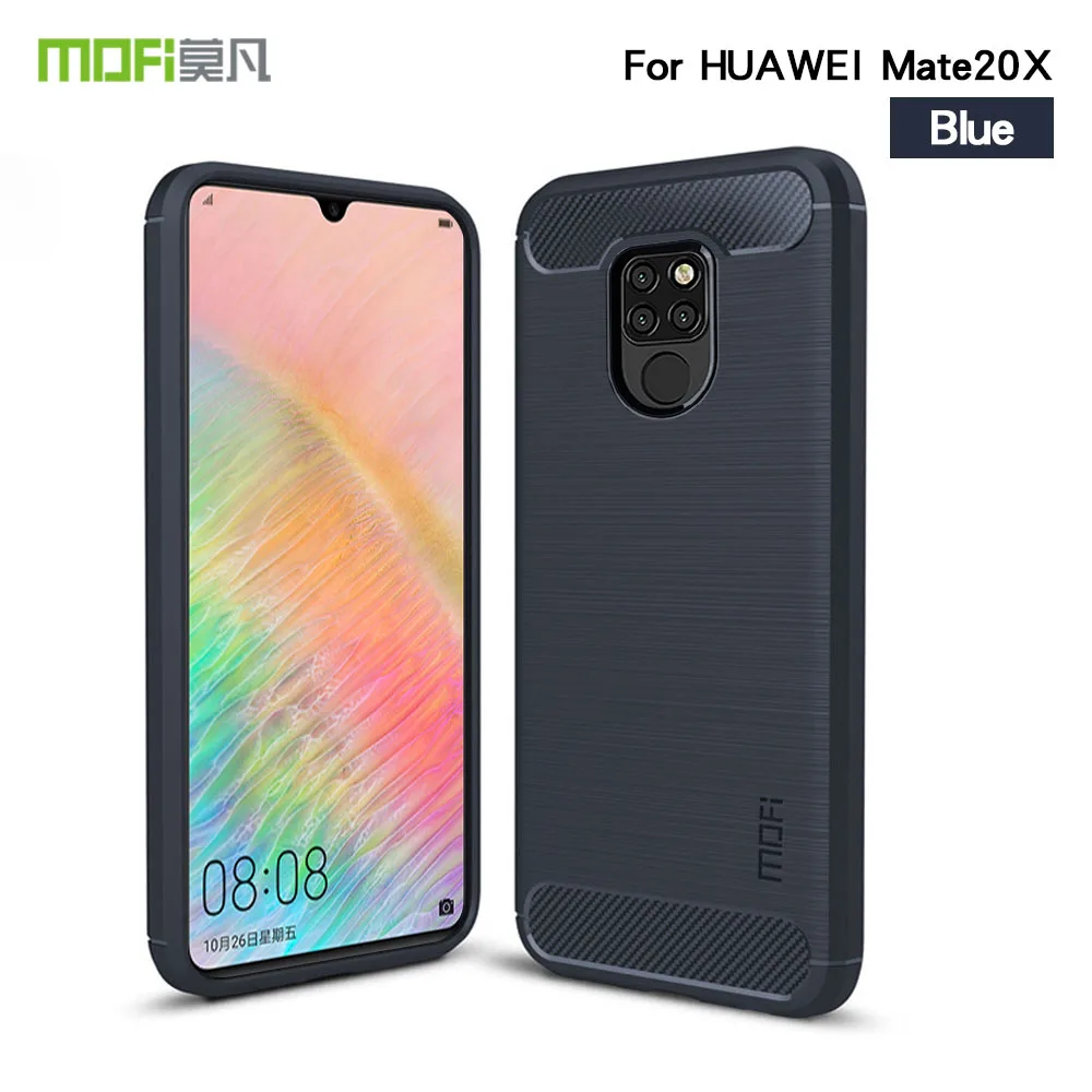Синий MOFI для huawei mate 20X задняя крышка для телефона силиконовый чехол из углеродного волокна чехол для mate 20X чехол ударостойкий чехол - Цвет: Синий