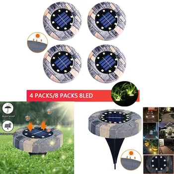 

4pcs/8pcs Waterproof IP65 Solar Power Buried Light 8 Led Solar Ground Lights For Outdoor Garden Lawn Pathway Patio