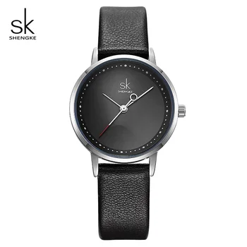 

Shengke Ladies Watches Black Fashion Leather Wrist Watch Female Clock Reloj Mujer 2019 SK Luxury Brand Women Quartz Watch