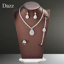 Dazz 4 шт. роскошный нигерийский CZ Циркон комплект ювелирных изделий для женщин Свадебное платье Индия Африка невесты серебряного цвета ожерелье серьги аксессуары