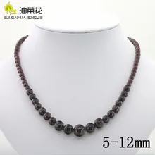 Горячая новинка красивые натуральные 5-12 мм Гранат круглое ожерелье ювелирные бусы 1" Хорошее ювелирное изделие для женщин подарок