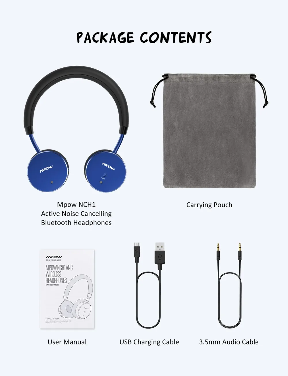 Mpow NCH1 Kids Headphone Bluetooth 5.0 Active Noise Cancelling Headphones Wireless Headset With Volume Limited For PC Cellphones (6)
