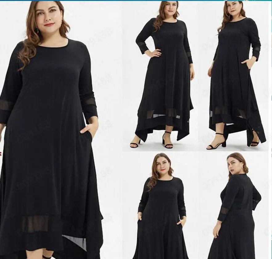 Женское длинное платье макси большого размера 4XL 5XL элегантное Сетчатое