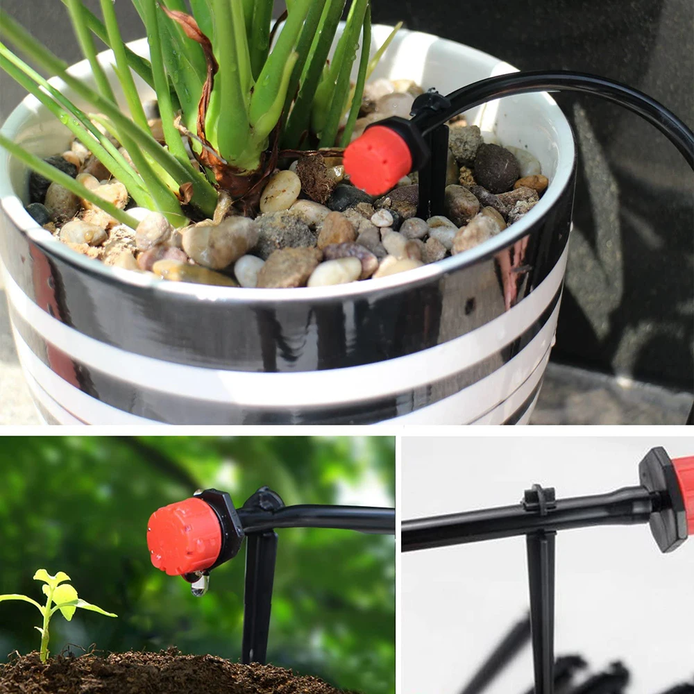 Drip Irrigation Stakes 50Pcs C- Shape Fixed Stems Holder Bracket for 4/7mm Drip Irrigation Pipe Inserting Ground