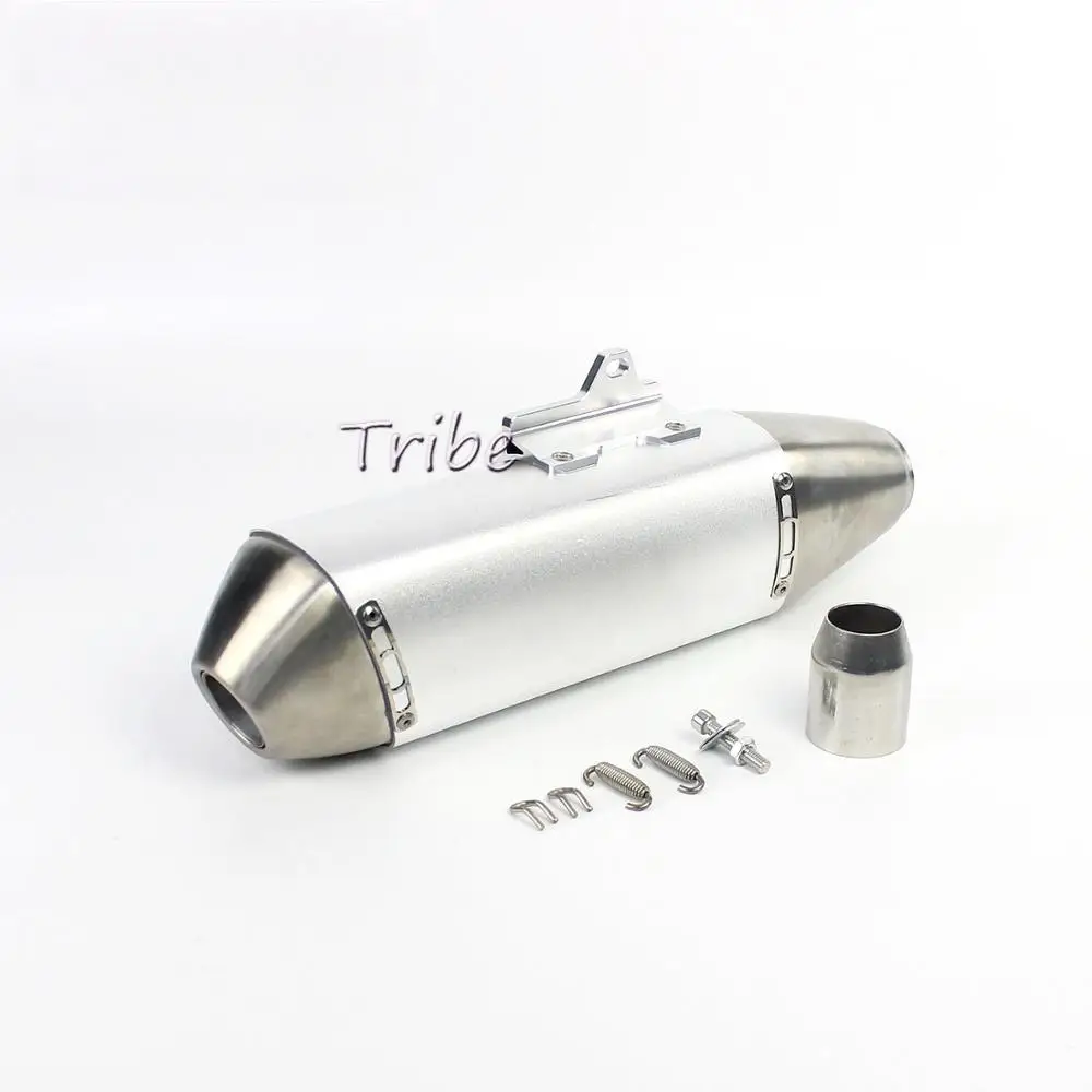 Silver Echappement мото универсальный Escape rcycle Akrapovic выхлопная труба системы Мотокросс изменить для ER6N CB600 R6 pcx125 tmax530 ATV - Цвет: Silver