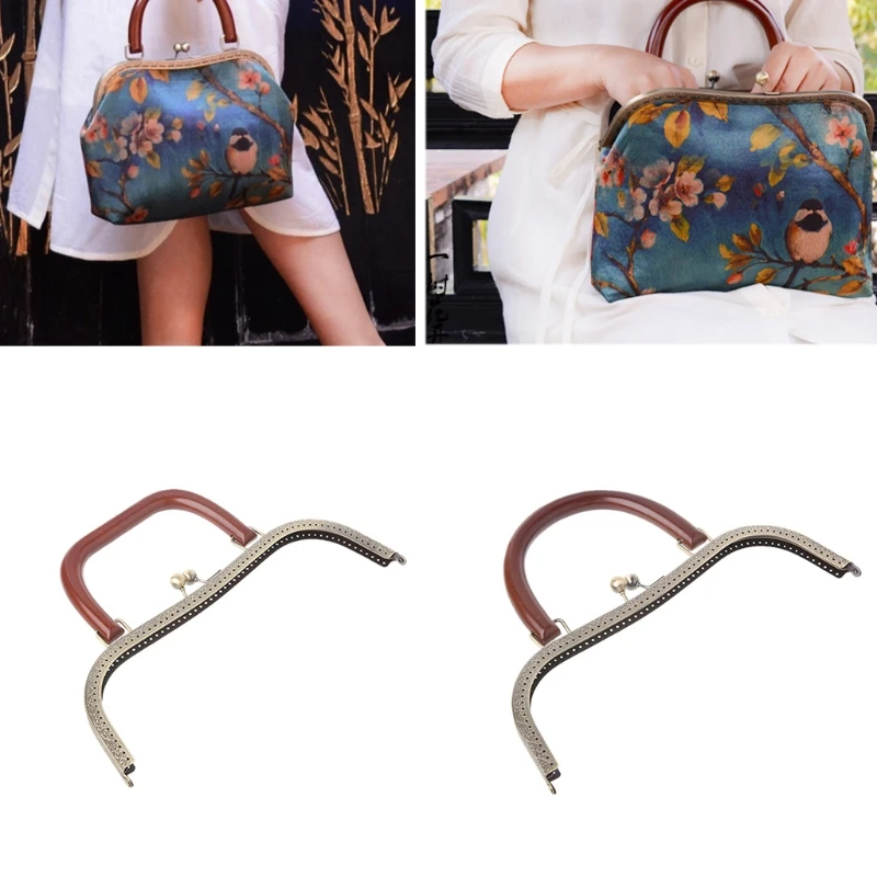 Wood Handle Purse Frame Wooden Bag Handle DIY Handbag Accessories A69C