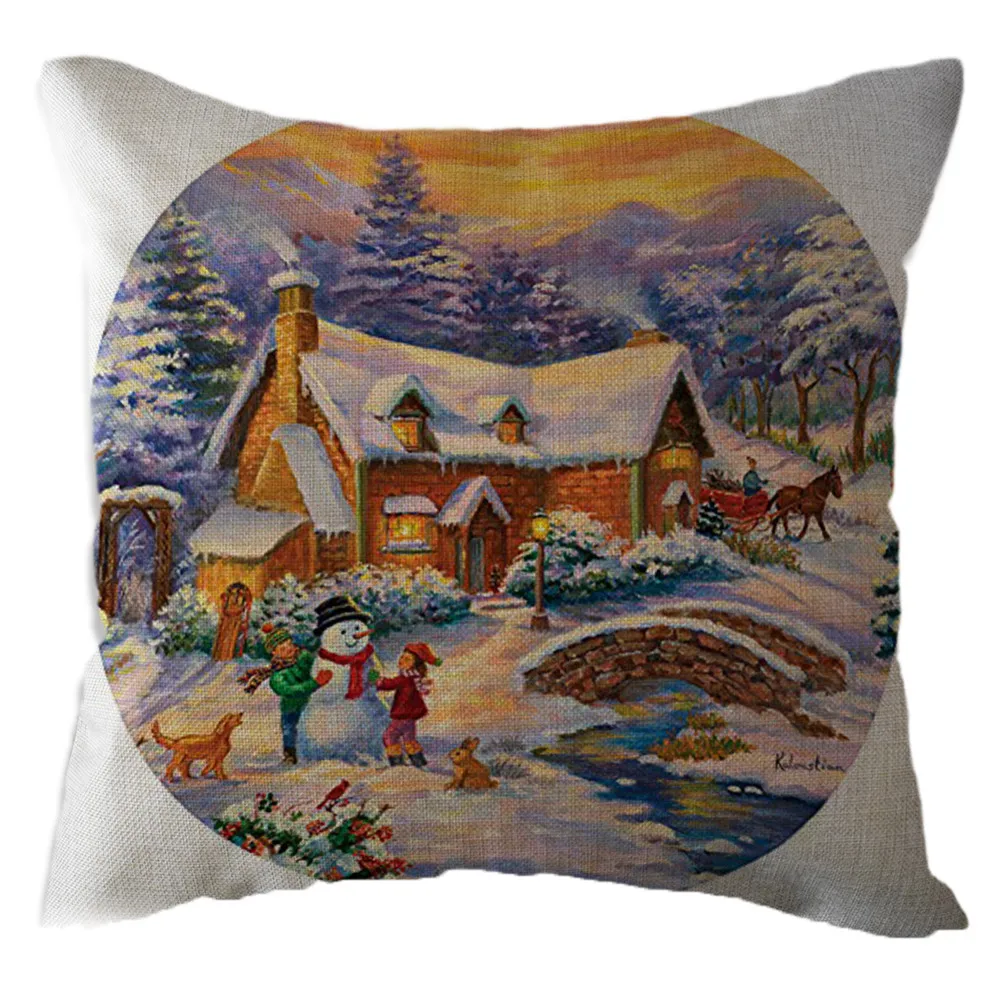 Рождественская Наволочка на подушку с принтом Санта Клауса, Наволочка на подушку для дивана, декоративная наволочка для дома