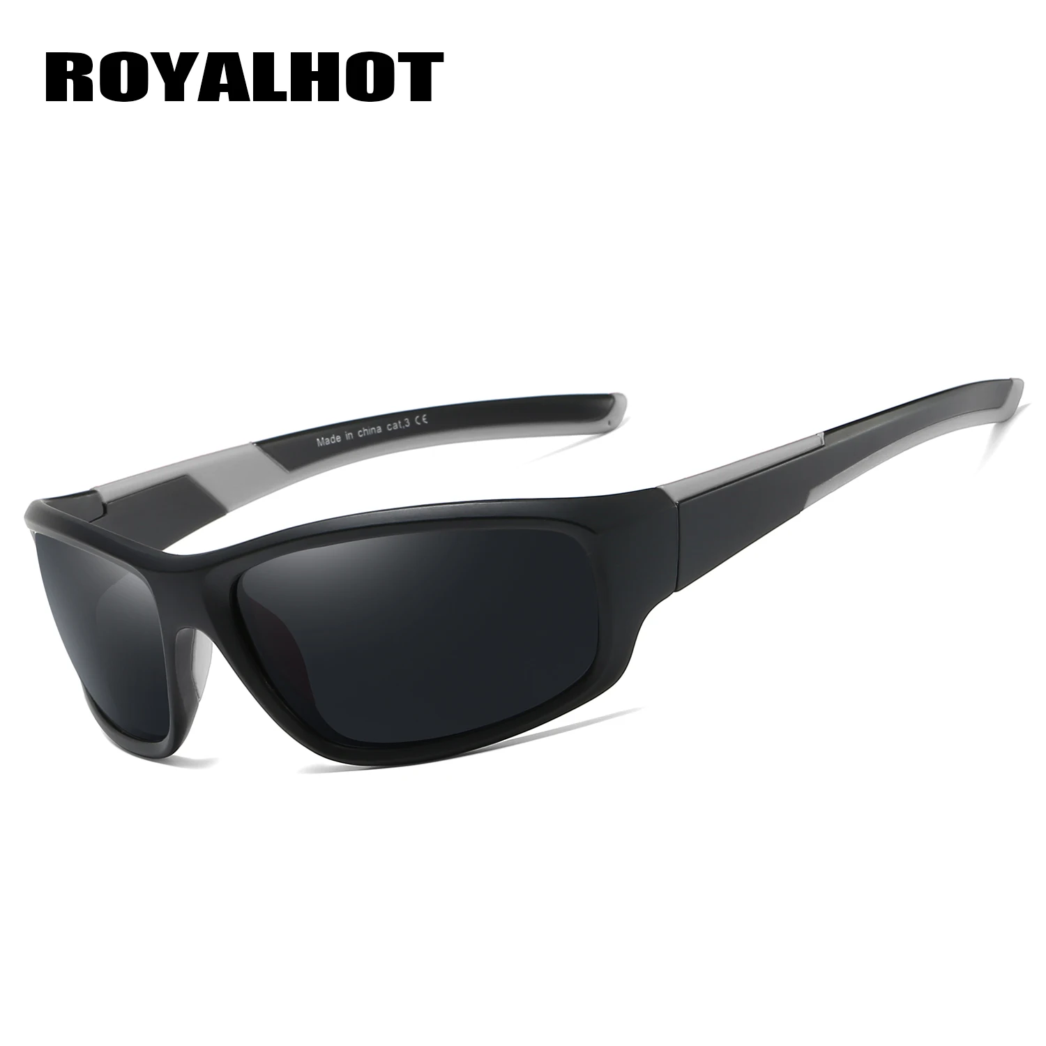 RoyalHot, мужские, женские, Поляризованные, черные и красные, спортивные солнцезащитные очки, Ретро стиль, солнцезащитные очки, солнцезащитные очки, 900204 - Цвет линз: black grey