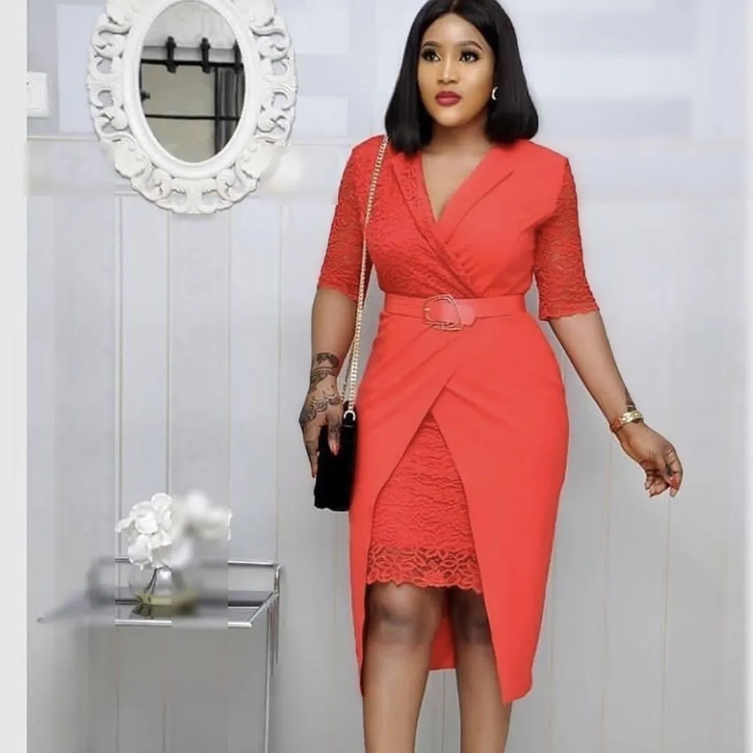 Sexy Party Wrap Bodycon Dress Women Office V Neck Elegant Dress Casual