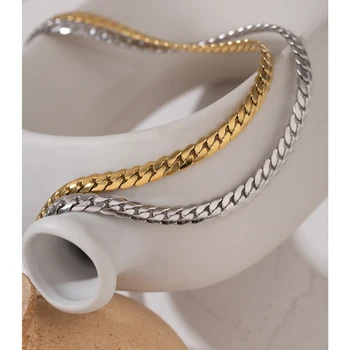 Yhpup 2021 Statement Snake Chain Choker Necklace Stainless Steel Metal Texture Collar Necklace Jewelry бижутерия для женщин New