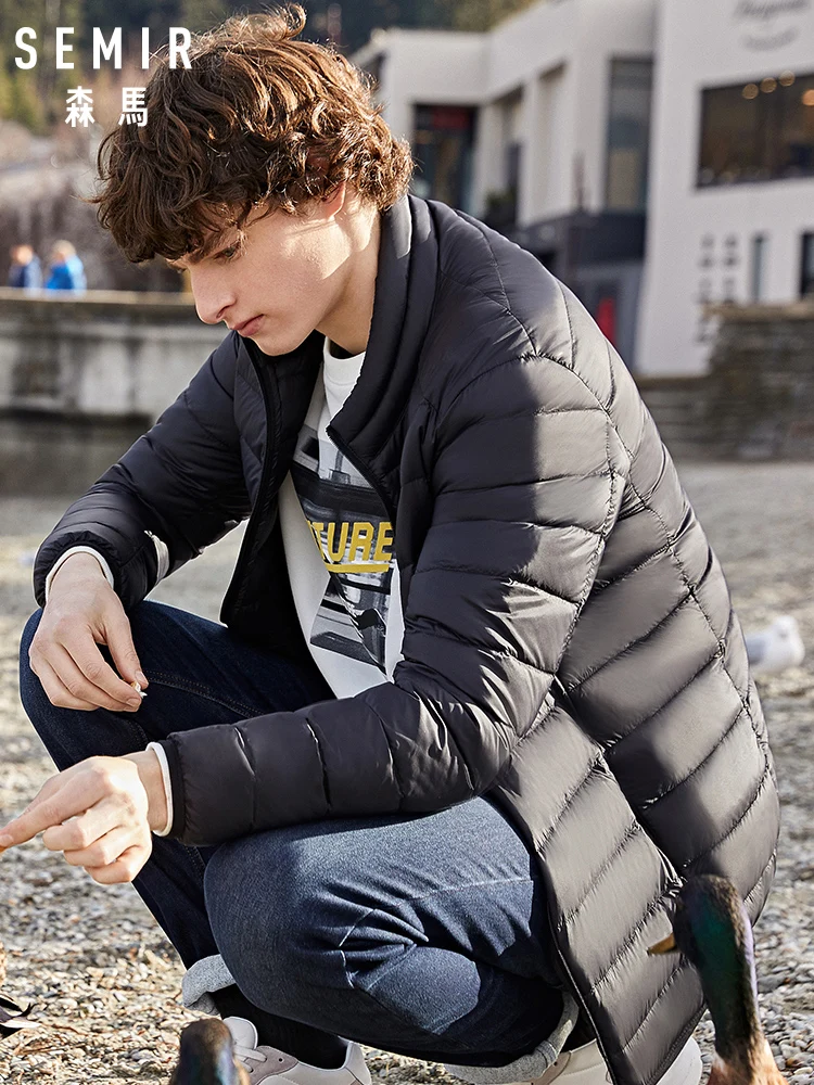 SEMIR короткий пуховик для мужчин, зимняя мужская трендовая куртка с воротником, 90 бархатная модная мужская Молодежная однотонные трендовые пальто