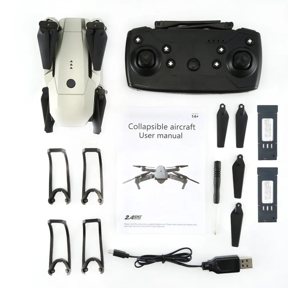 2,4 Ghz wifi FPV складной Радиоуправляемый Дрон с 720 P/1080 P HD камерой, удерживающий высоту, Безголовый режим, радиоуправляемая модель самолета RTF - Цвет: 1080P Box 2 Battery