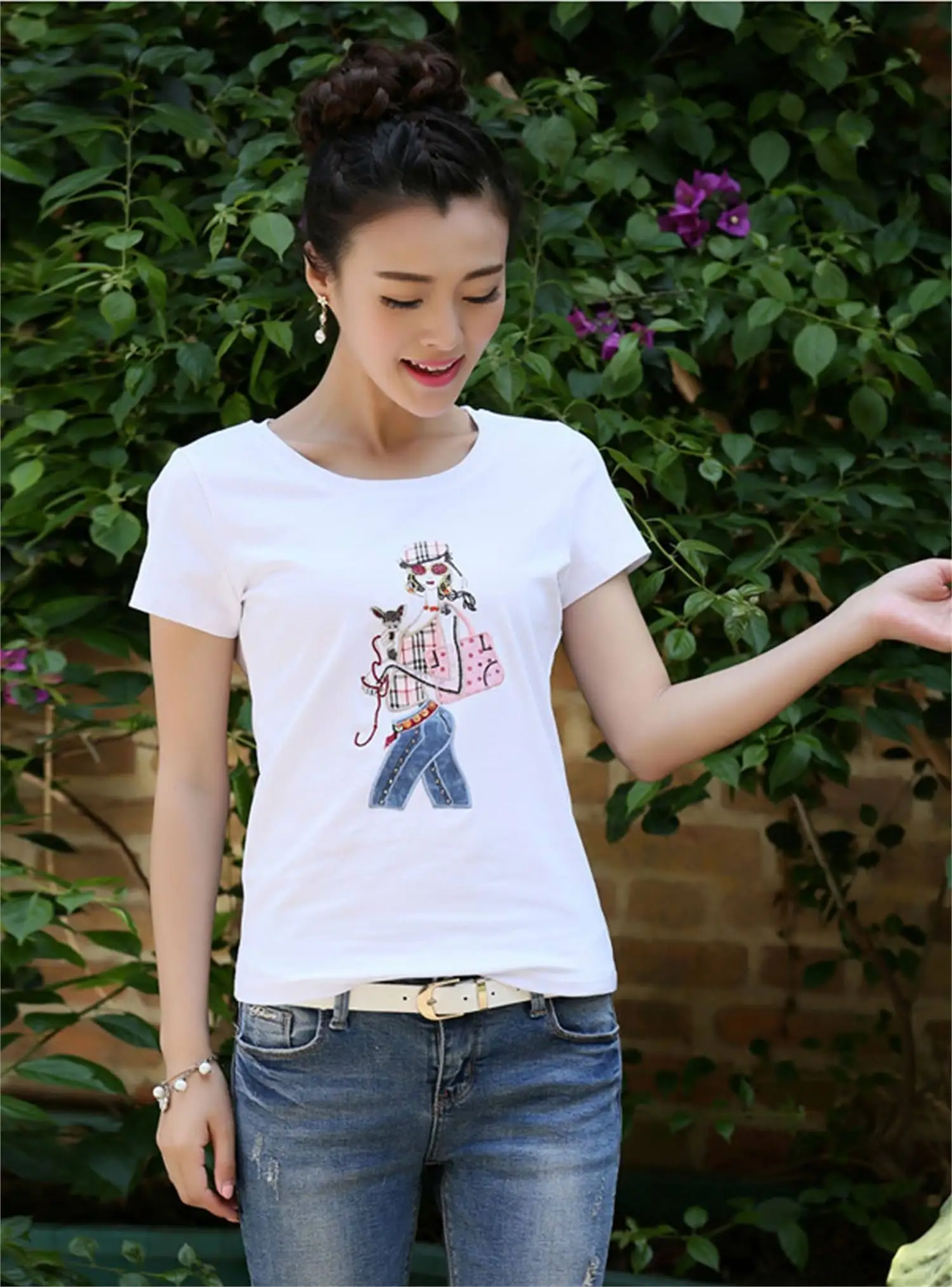 

Tops T Shirt Women Short Sleeve fuchsia Tshirt Women T Shirt