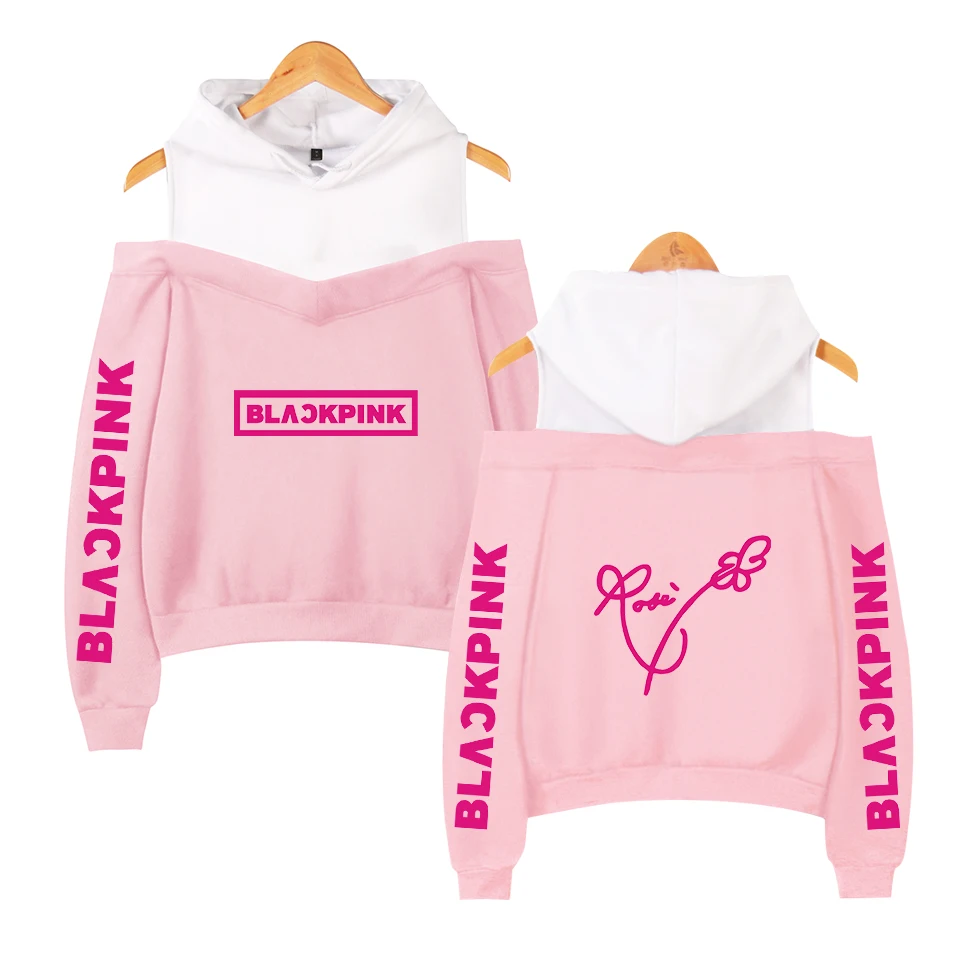  2019 Blackpink Kpop Strapless Hoodies Women Sexy Streetwear Confidence and Beauty Blackpink Hoodies