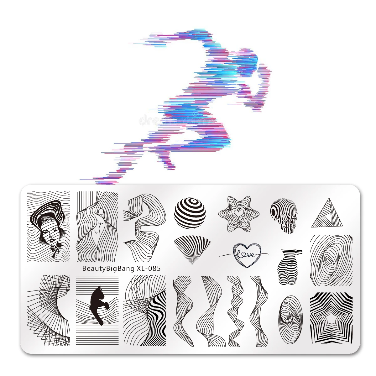 BEAUTYBIGBANG 6*12 см пластины для стемпинга ногтей Геометрическая линия волнистый