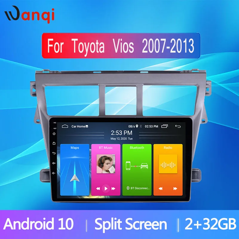 Мультимедийный плеер для Toyota Vios Yaris 2007-2013 9 дюймов Android 10 стерео gps-навигация