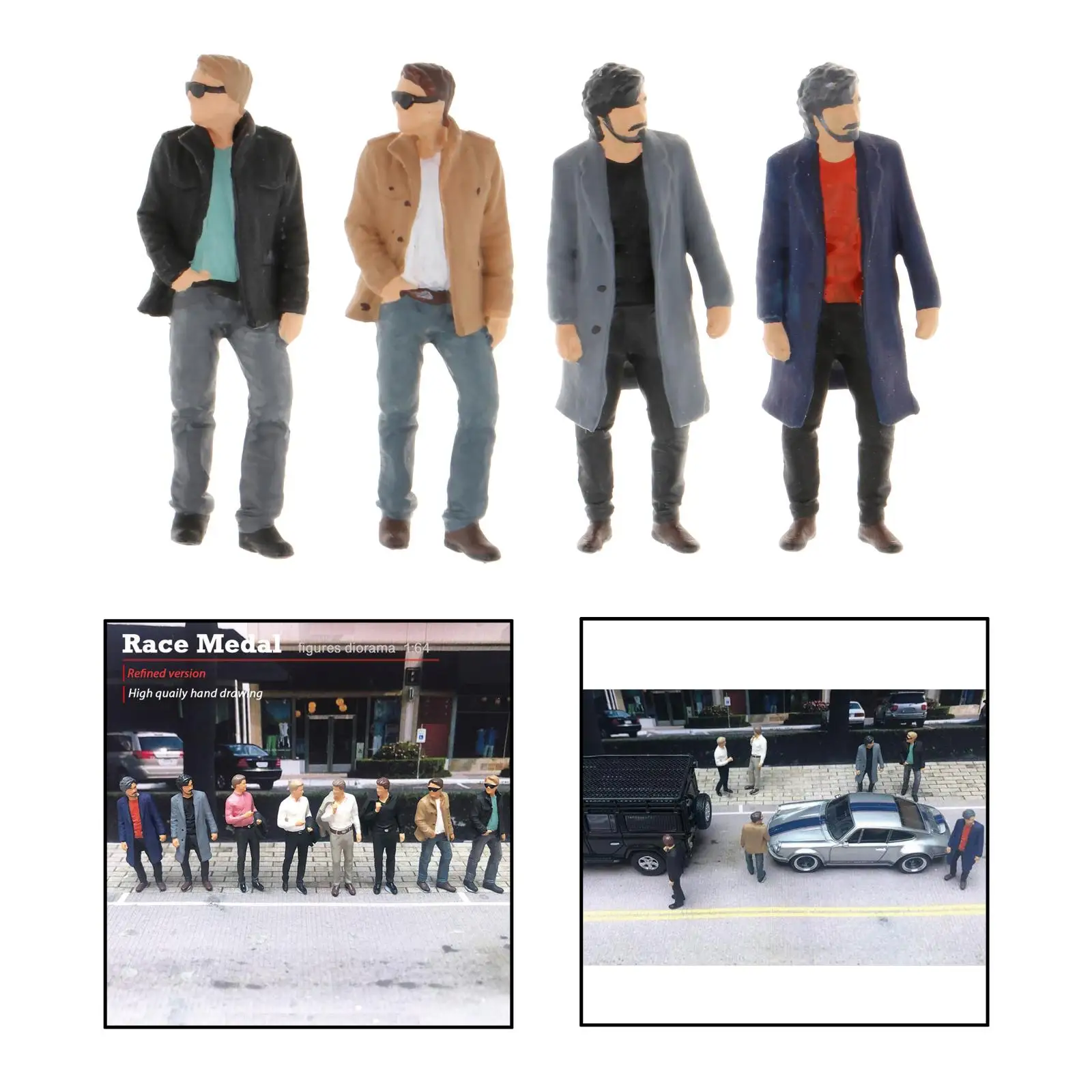 Diorama Figure Jacket Men Doll Street Layout Desktop Decor Accessories