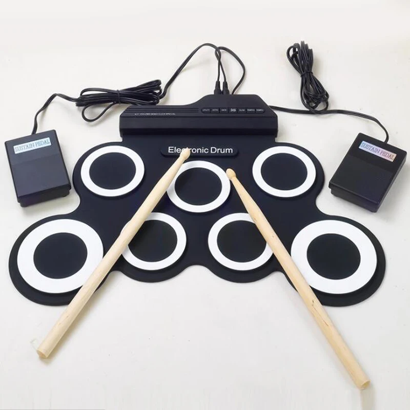 portable-electronic-drum-digital-usb-7-pads-roll-up-drum-set-silicone-electric-drum-pad-kit-with-drumsticks-foot-pedal