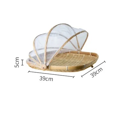 Бамбуковая сетка Марля анти-москитная корзина для хранения креативная Складная кухонная фруктовая домашняя корзина для хранения пищевого покрытия корзина для сушки - Цвет: Square-L