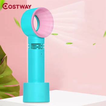 

COSTWAY Bladeless Portable Hand Fan USB Rechargeable Handheld Mini Fan No Leaf Silent Desktop Cooling Small Fan Ventilador