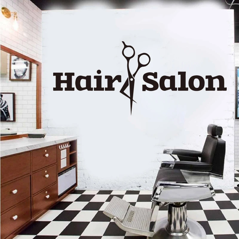 

Large Hair Salon Scissors Barber Window Wall Sticker Barbershop Stylist Hair Salon Wall Decal Vinyl Hairdress Decor