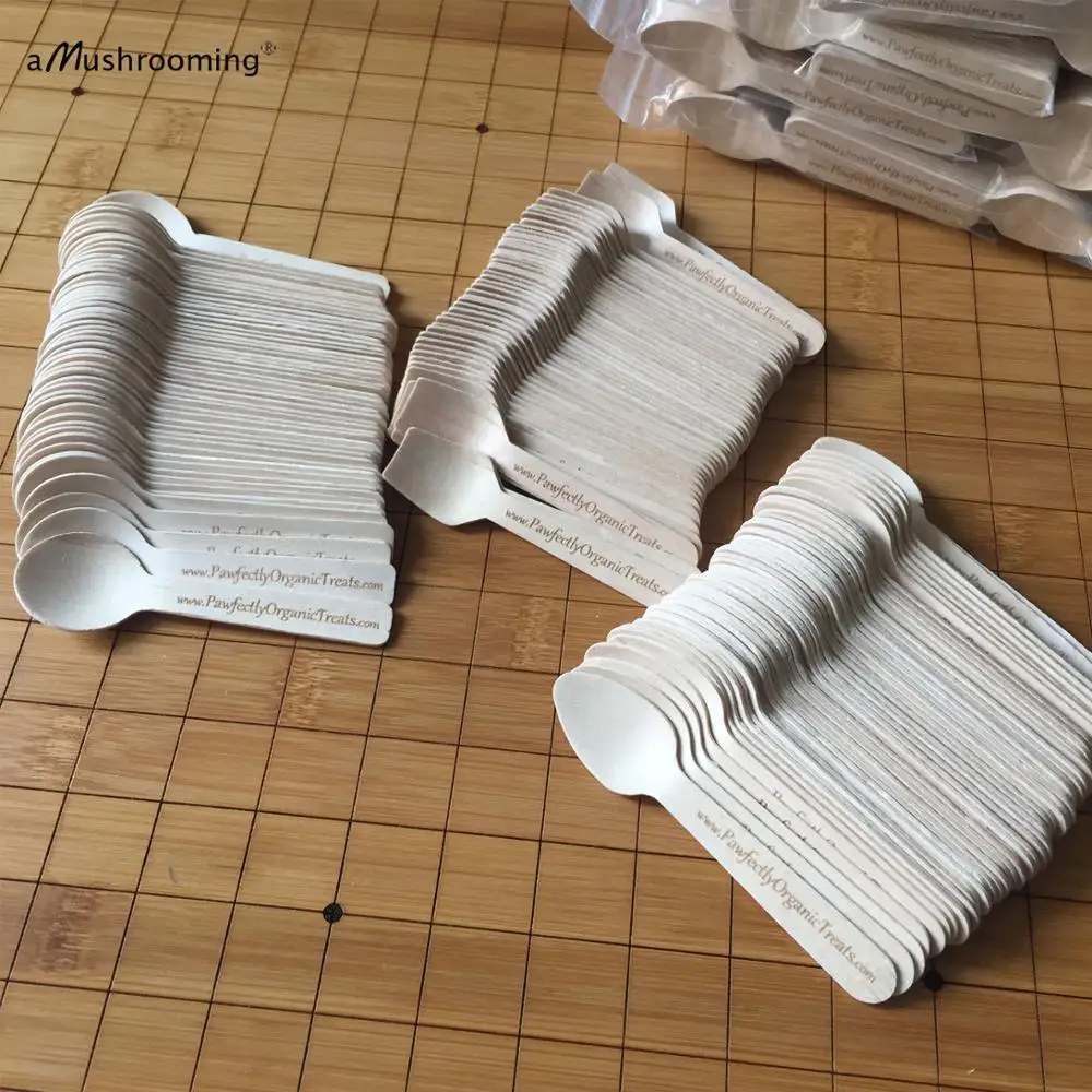 Custom Engraved Natural Organic Spoons Mini Wooden Flat Round Tea Sugar