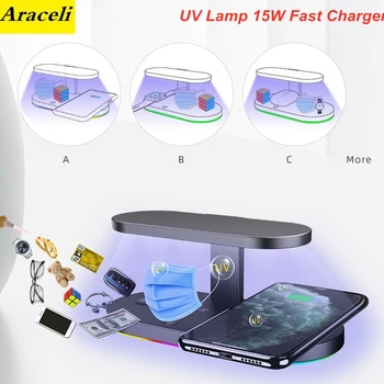 

Araceli 15W Fast Charger Wireless Charger UV Lamp Sterilizer Portable Charging Stand For Iphone 11 Apple Watch 5 4 Airpods Pro