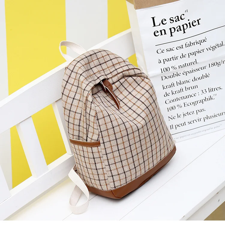 Клетчатый школьный рюкзак, модный простой рюкзак, модная сумка