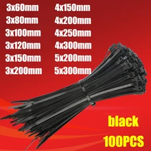 Cable-Tie Fixing-Ring Zipper Plastic Nylon Self-Locking Black 100pcs 3X200 5X300 