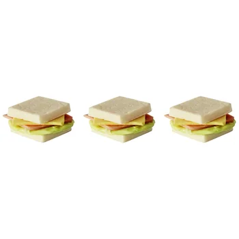 

3 Pcs Simulation Sandwich Decors Mini Accessories Food Shape Ornaments for Home