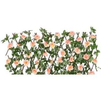 

Garden Decoration Expanding Trellis UV Protection Wooden Hedge Greenery Wall Cloth Flowers Artificial Fence Privacy Screen