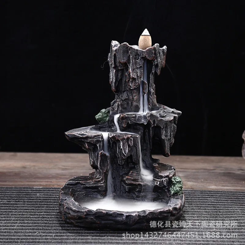 

Ceramic Incense Burner Reverse Flow Incense Resin Mountain Stream Smoke Reverse Flow Tower Censer Kodo Craft Ornaments Wholesale